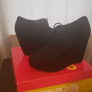 Black platform booties